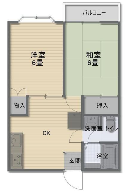 レジデンス三里塚II(2DK/1階)の間取り写真