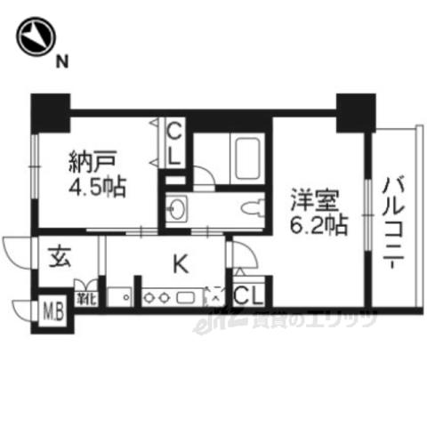エステムプラザ京都河原町通2レジデンシャ(2K/3階)の間取り写真