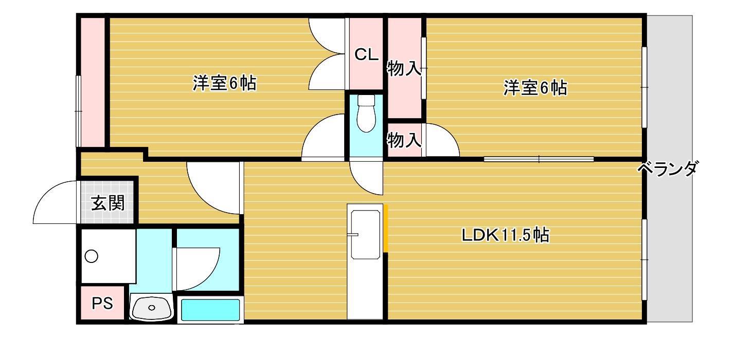 グランクレール(2LDK/1階)の間取り写真