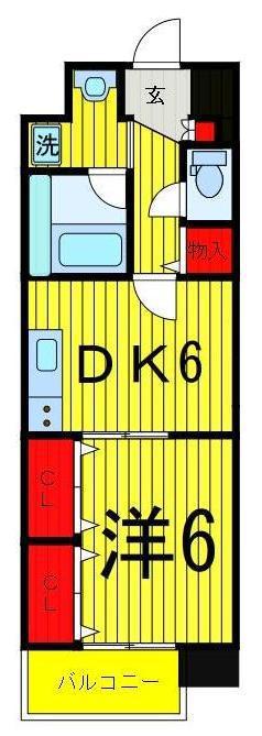 サニーコート東綾瀬(1DK/6階)の間取り写真