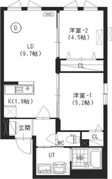 GRANWOODS(2LDK/2階)の間取り写真