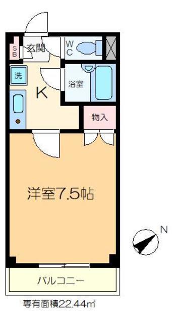 コーポ山喜III(1K/2階)の間取り写真