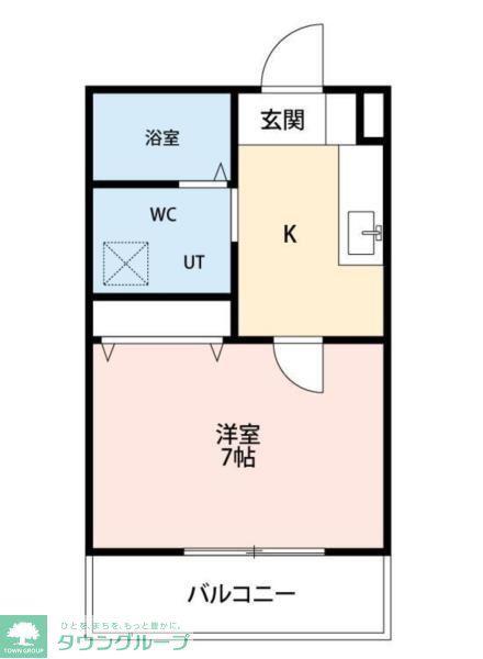 ボヌール北谷(1K/3階)の間取り写真