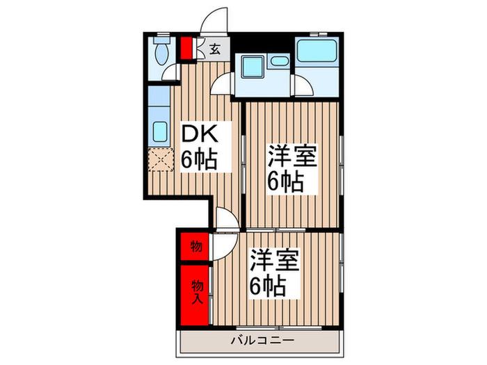 トモエハイツ(2DK/1階)の間取り写真