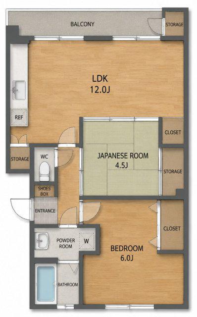 平町ビル(2LDK/1階)の間取り写真