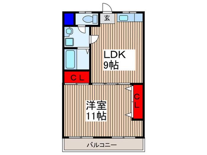メリー武蔵浦和(1LDK/3階)の間取り写真
