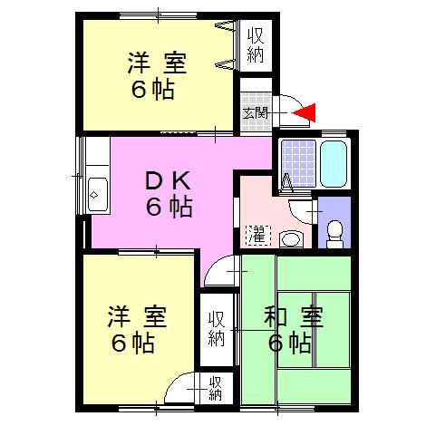 ハイツ平和(3DK/1階)の間取り写真