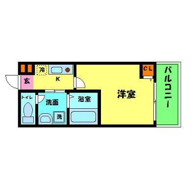 フィオレンテ栄町(1K/2階)の間取り写真