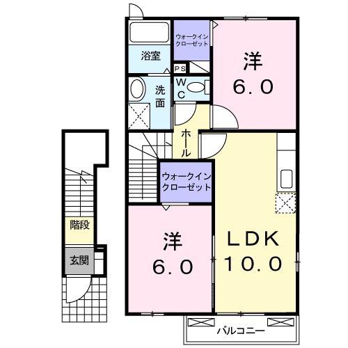 アムール(2LDK/2階)の間取り写真