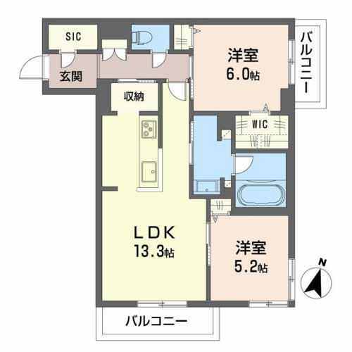 ベレオ プティ ポア(2LDK/3階)の間取り写真