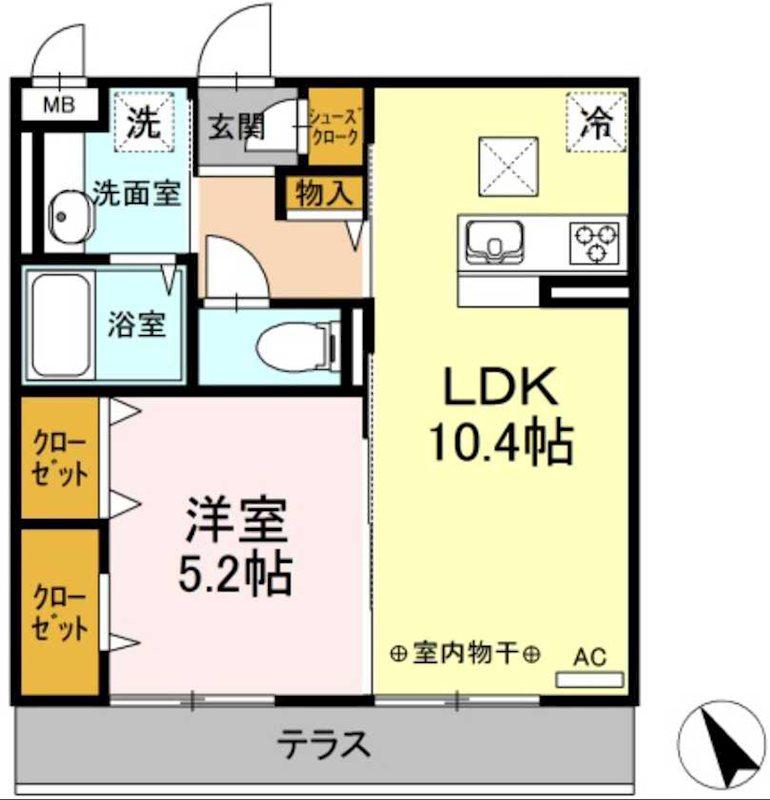 ブレス港南上大岡(1LDK/1階)の間取り写真