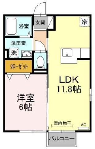 HAPPY大岡(1LDK/2階)の間取り写真