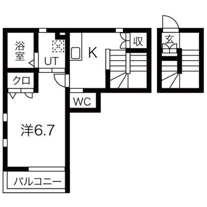BONHEUR中浦和A棟(1K/1階)の間取り写真