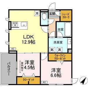 D-SOLIS一社(2LDK/2階)の間取り写真