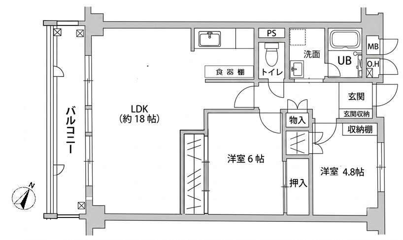 星和宝塚アーバンライフ(2LDK/2階)の間取り写真