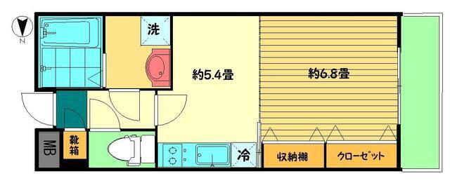MALULANI成城(1DK/3階)の間取り写真