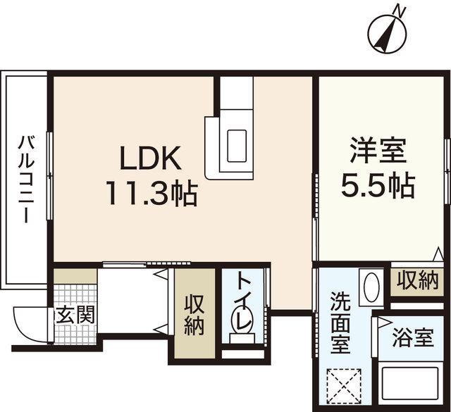 メゾンK・H(1LDK/1階)の間取り写真