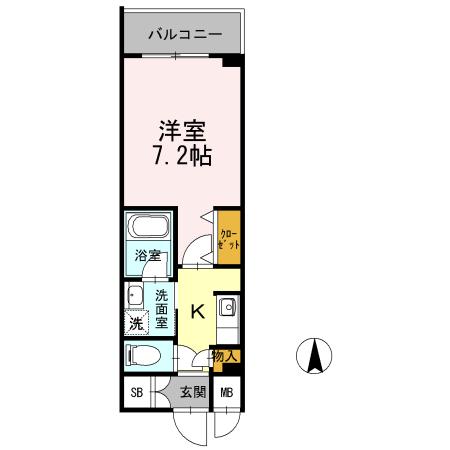 カスタリア堺筋本町(1K/6階)の間取り写真