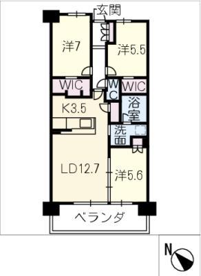 メガシティテラス1-810(3LDK/8階)の間取り写真