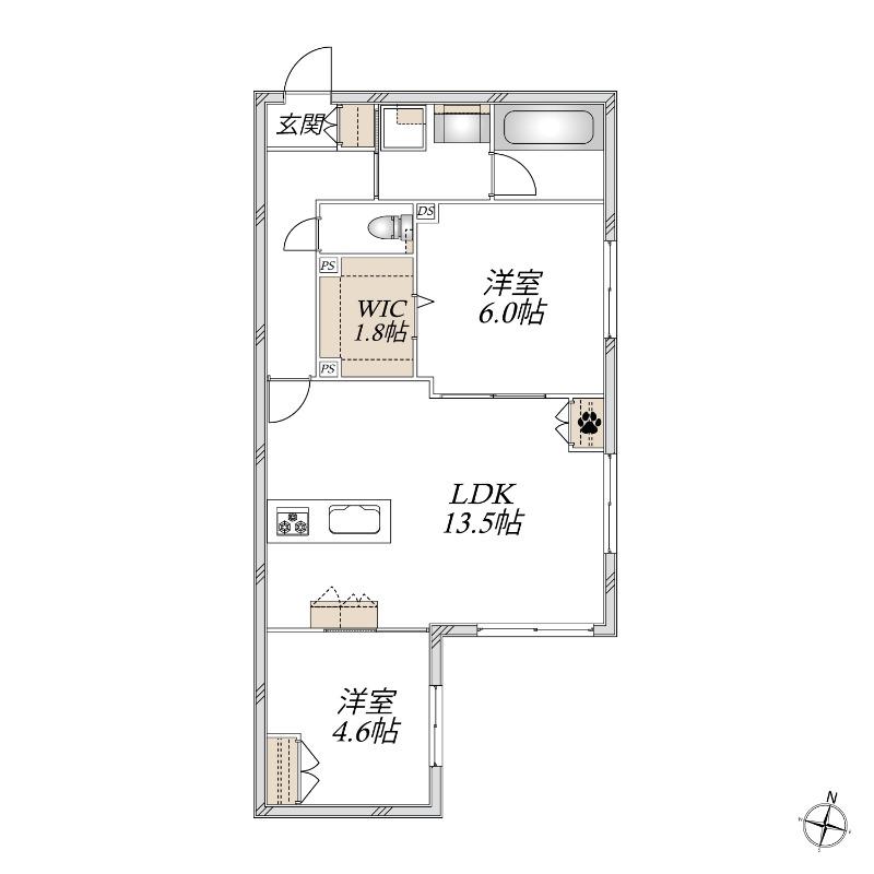 CASA ROOTIS(2LDK/1階)の間取り写真