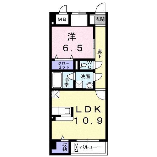 ララシャンス(1LDK/3階)の間取り写真