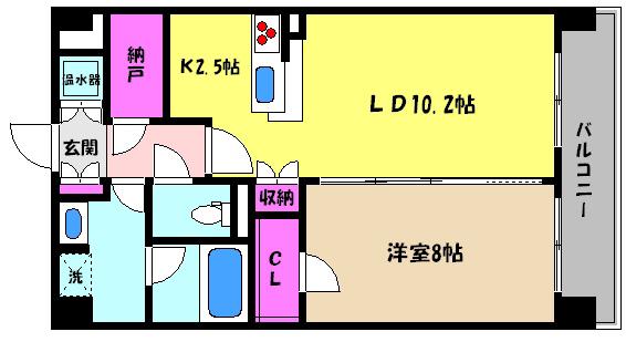 サニープレイス西芦屋(1LDK/9階)の間取り写真