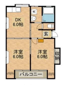 ホパトハウス材木町(2DK/1階)の間取り写真