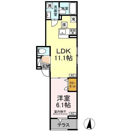セレスティア東小岩2(1LDK/1階)の間取り写真