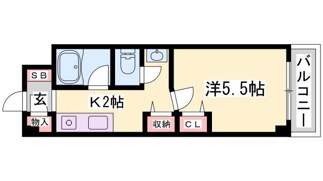 シティヒルズII(1K/2階)の間取り写真