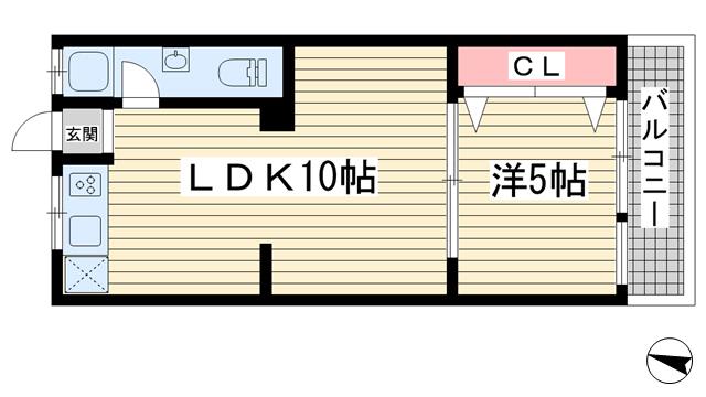 燕京マンション(1LDK/3階)の間取り写真