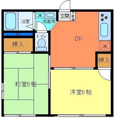 コーポまきば(2DK/1階)の間取り写真