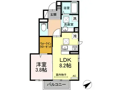 グレイスヴィラ南浜 A棟(1LDK/1階)の間取り写真