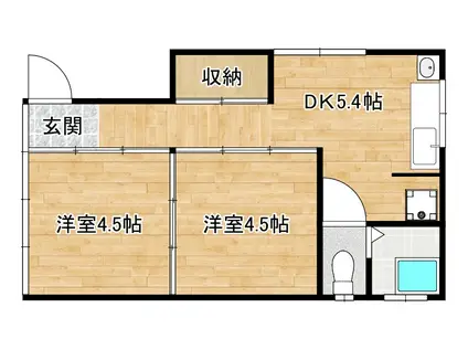 藤本アパート(2DK/2階)の間取り写真
