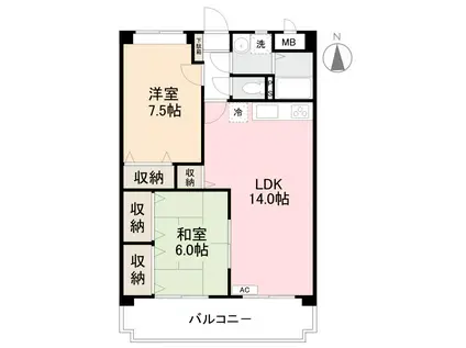 ローザクオーレI(2LDK/3階)の間取り写真