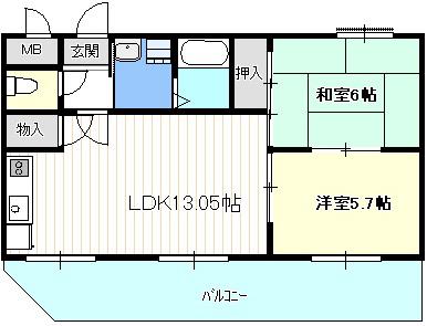 メゾンメリオール(2LDK/1階)の間取り写真