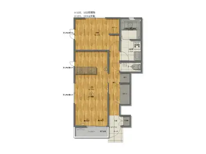 ヴァレリアン(1LDK/1階)の間取り写真
