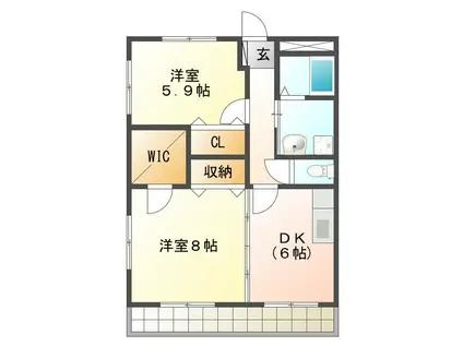 ブロードタウン大崎B(2DK/2階)の間取り写真