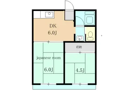 メゾン西原(2DK/2階)の間取り写真