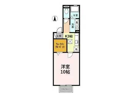 ジョリ・セジュール元菊II(1K/1階)の間取り写真