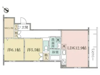 ヘーベルヴィレッジ横須賀中央(2LDK/2階)の間取り写真