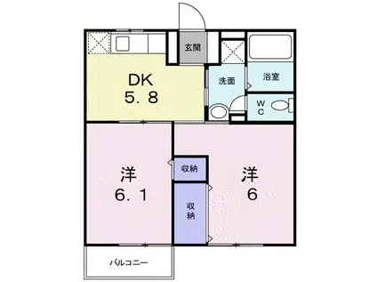 エルディムOTUNA A(2K/2階)の間取り写真