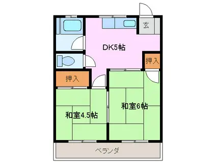 栄コーポ(2DK/2階)の間取り写真