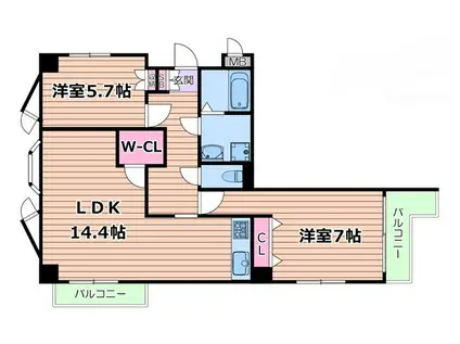 東明マンション江坂II(2LDK/9階)の間取り写真