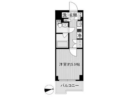 ルーブル川崎七番館(1K/3階)の間取り写真