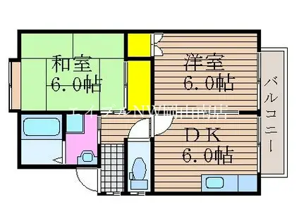 ウィンズ下中野(2DK/2階)の間取り写真