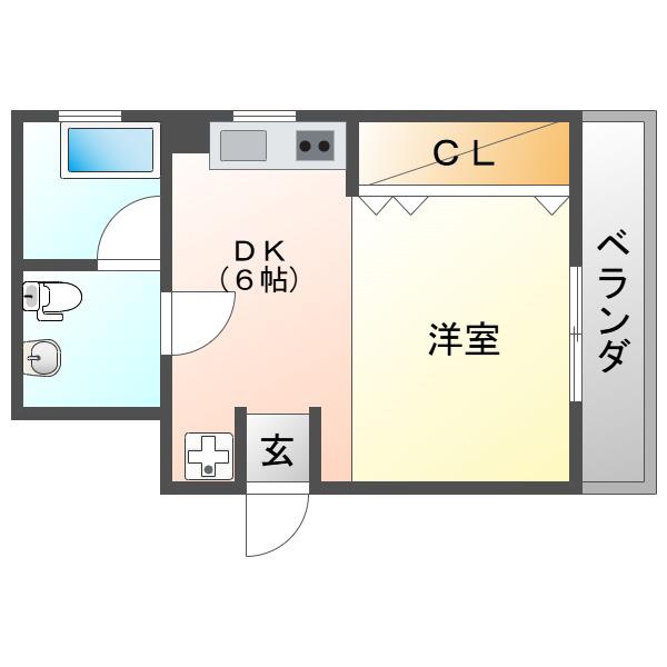 竹内第二ビル(1DK/4階)の間取り写真