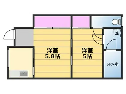 ワイズアパートメント和泉2(2K/1階)の間取り写真