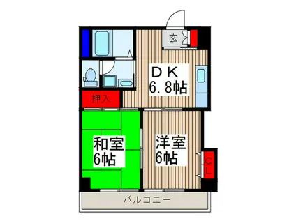 インフォートマンション(2DK/4階)の間取り写真