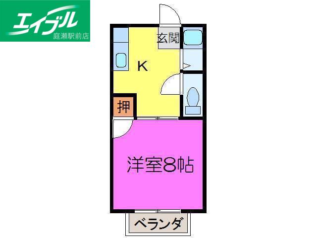 茶屋町エビスコーポ(1K/2階)の間取り写真