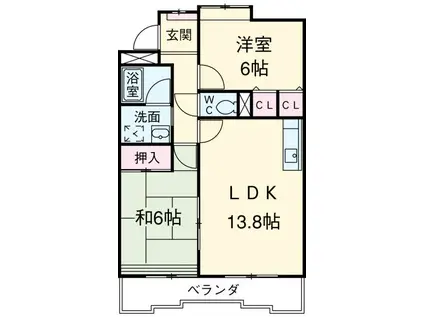 愛知環状鉄道 三河豊田駅 徒歩10分 4階建 築31年(2LDK/4階)の間取り写真